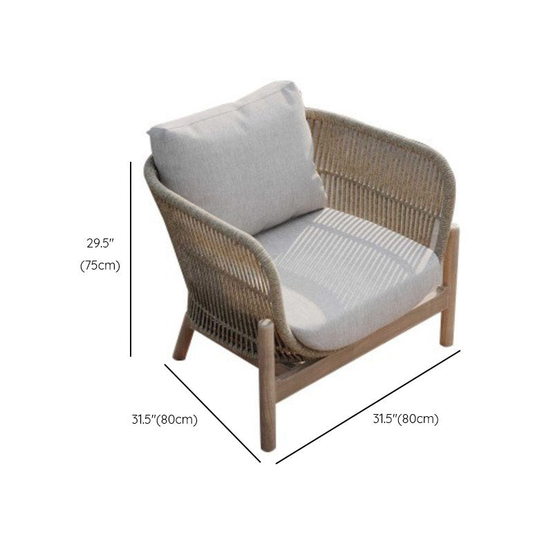 Natural Outdoor Patio Sofa with Cushion Wood Or Metal Frame Patio Sofa with Rope Accent