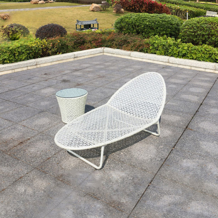 Tropical Metal Frame Patio Daybed in White 31.5" Wide Outdoor Sofa with Cushion