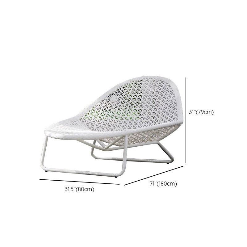 Tropical Metal Frame Patio Daybed in White 31.5" Wide Outdoor Sofa with Cushion