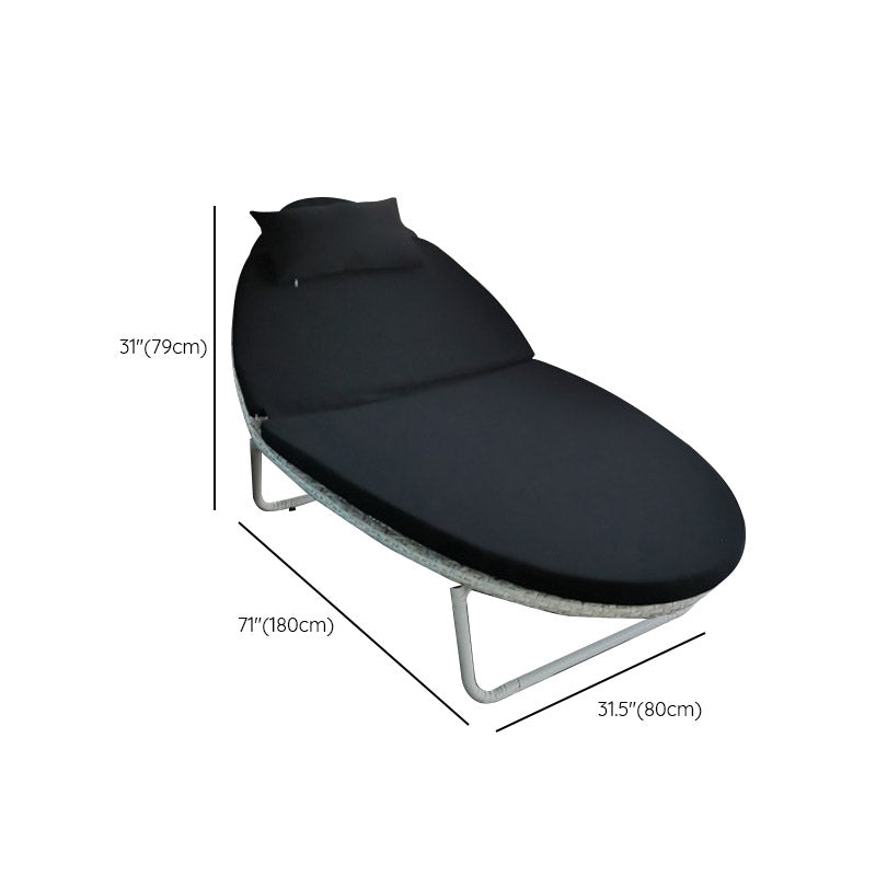 Tropical Metal Frame Patio Daybed in White 31.5" Wide Outdoor Sofa with Cushion