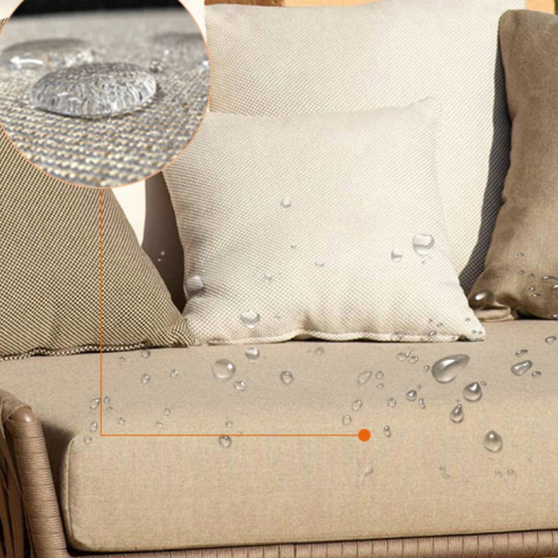 Tropical Rattan Accent Patio Sofa Metal Frame Brown Outdoor Patio Sofa with Cushion