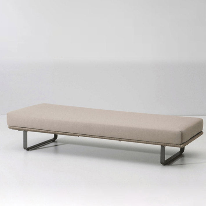 Tropical Rattan Accent Patio Sofa Metal Frame Brown Outdoor Patio Sofa with Cushion