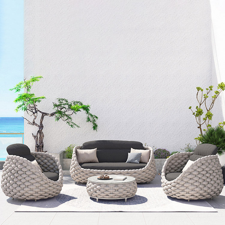 Wicker Patio Sofa Tropical Water Resistant Outdoor Patio Sofa with Cushions