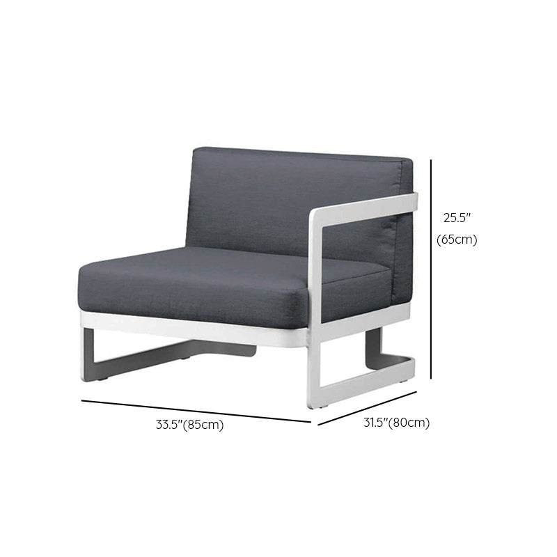 Contemporary Gray Cushion Patio Sofa Aluminum Frame Outdoor Patio Sofa -25.6" H