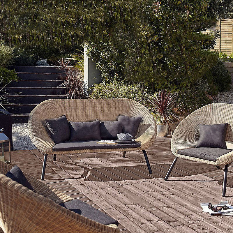 Gray Water Resistant Cushion Patio Sofa Aluminum Frame Outdoor Patio Sofa