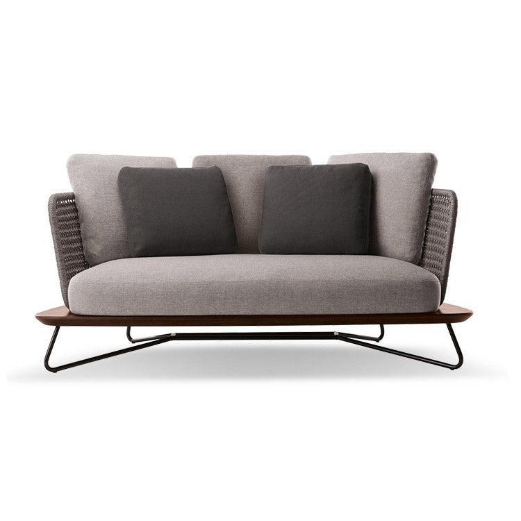 Tropical Outdoor Patio Sofa Wicker/Rattan Gray Fabric Water Resistant