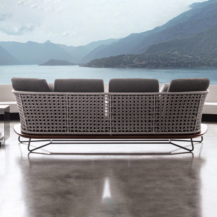 Tropical Outdoor Patio Sofa Wicker/Rattan Gray Fabric Water Resistant