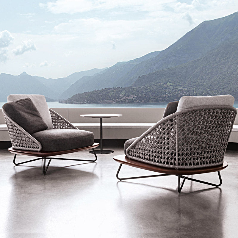 Tropical Outdoor Patio Sofa Wicker/Rattan Gray Fabric Water Resistant