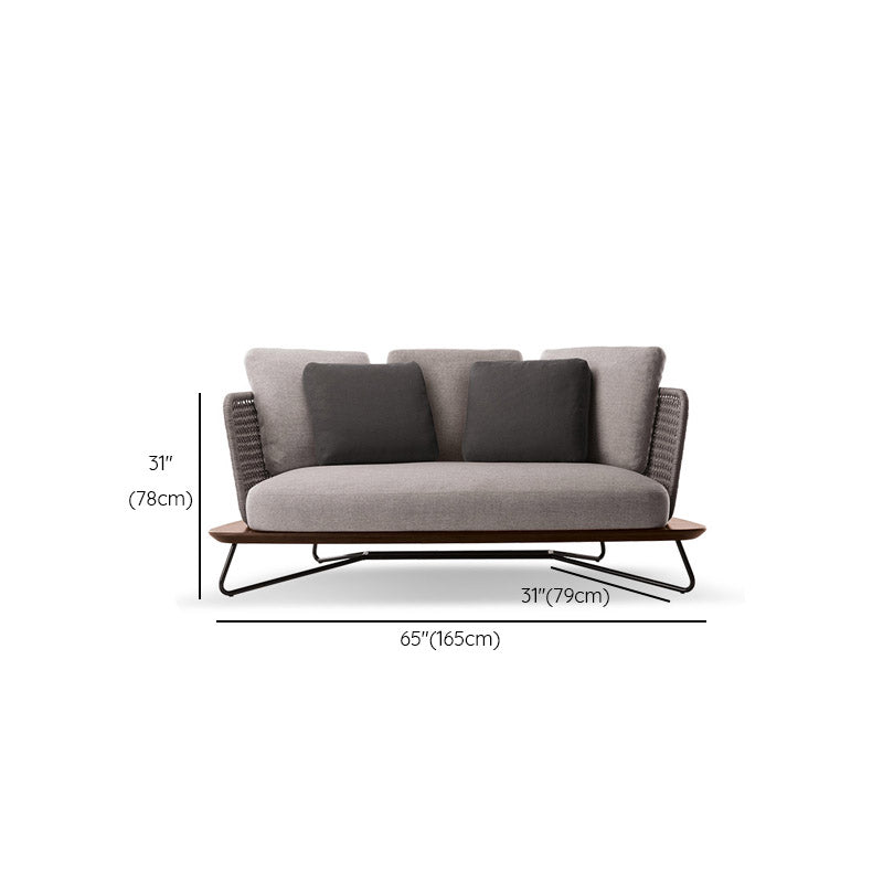 Tropical Outdoor Patio Sofa Wicker/Rattan Gray Fabric Water Resistant