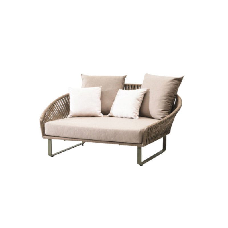 Tropical Outdoor Patio Sofa Wicker/Rattan Khaki Fabric Water Resistant