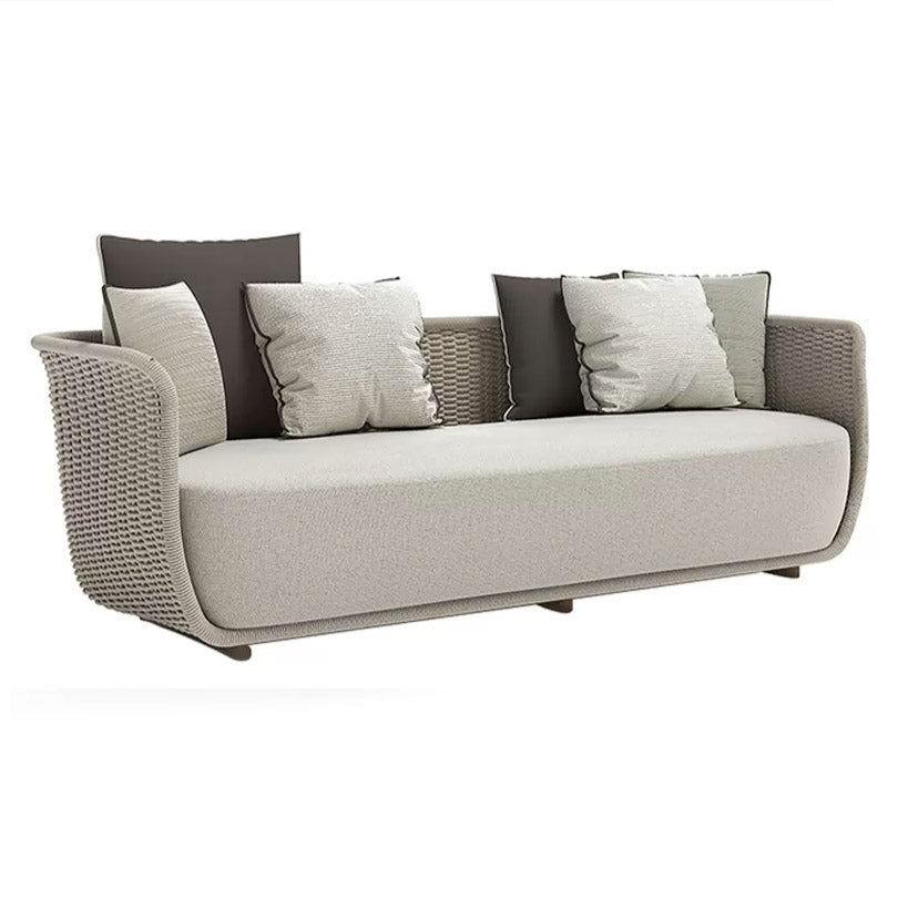 Tropical Outdoor Patio Sofa Wicker/Rattan Fabric With Cushions UV Resistant