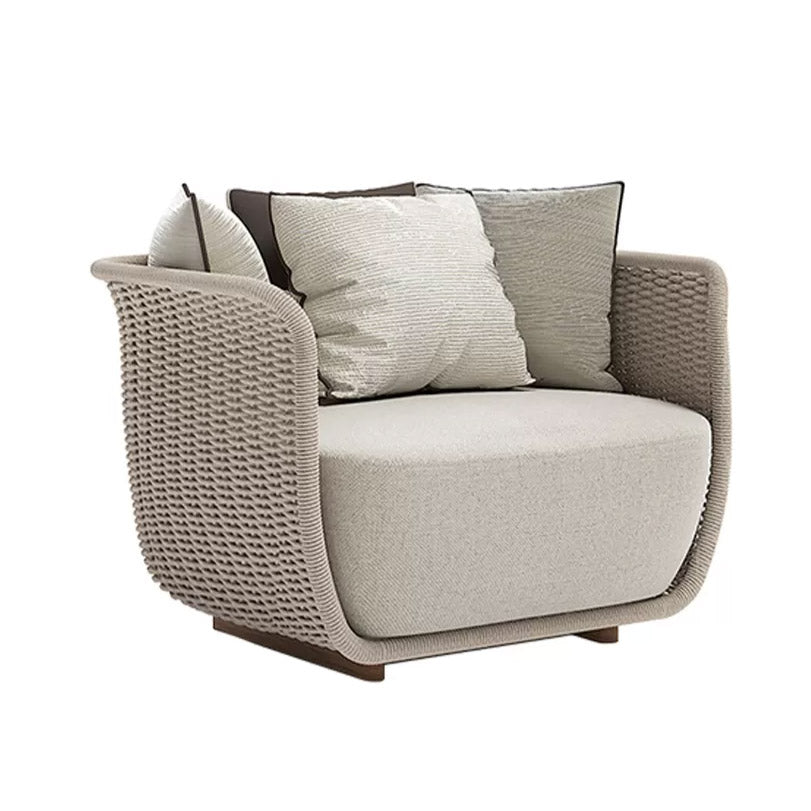 Tropical Outdoor Patio Sofa Wicker/Rattan Fabric With Cushions UV Resistant