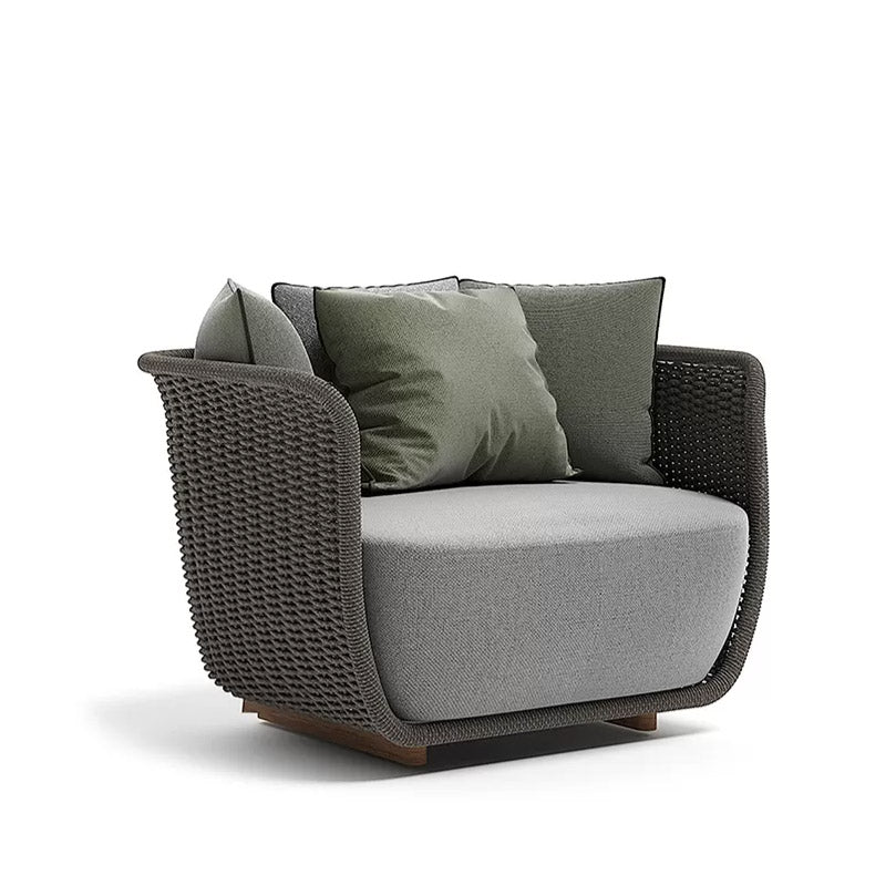 Tropical Outdoor Patio Sofa Wicker/Rattan Fabric With Cushions UV Resistant