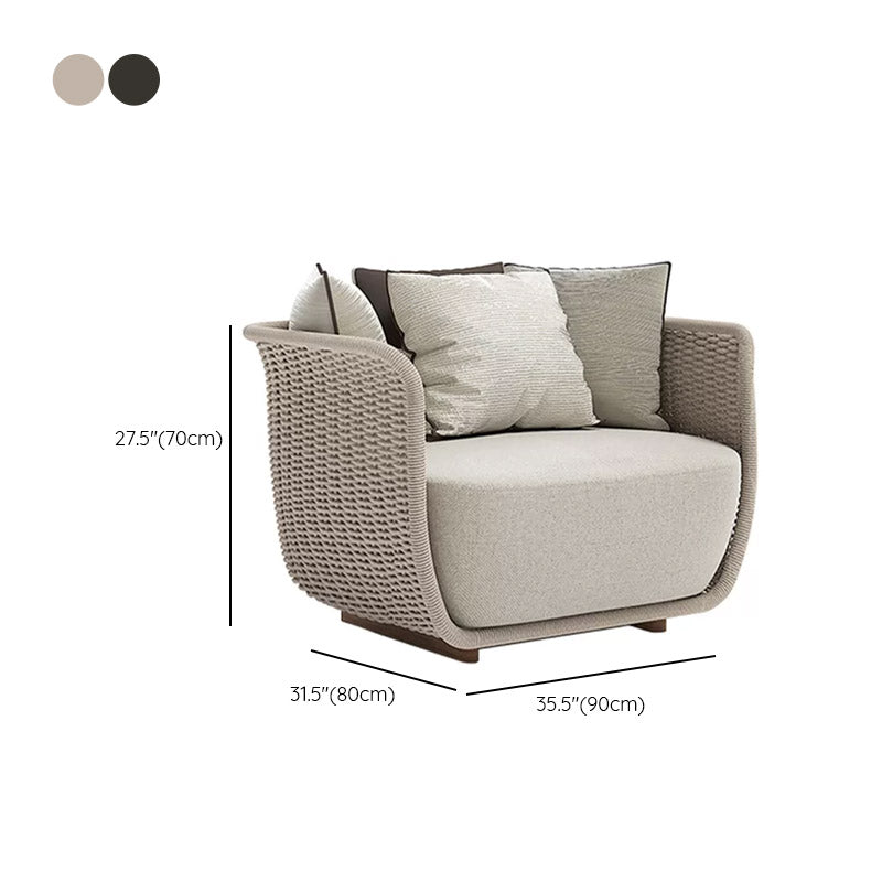 Tropical Outdoor Patio Sofa Wicker/Rattan Fabric With Cushions UV Resistant