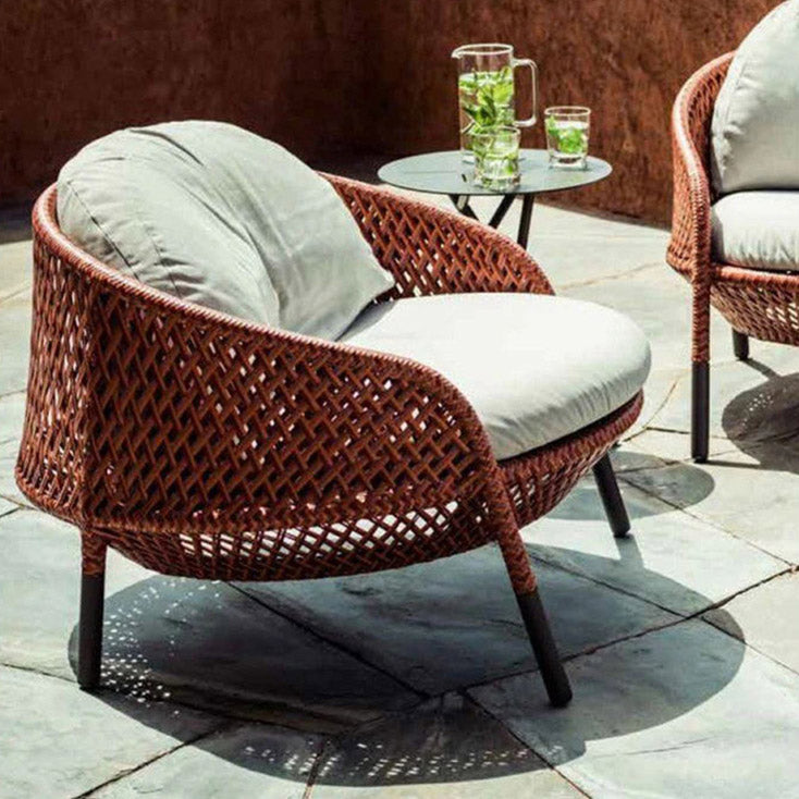 Gray Cushion Patio Sofa Tropical Metal Frame Outdoor Patio Sofa with Pillows