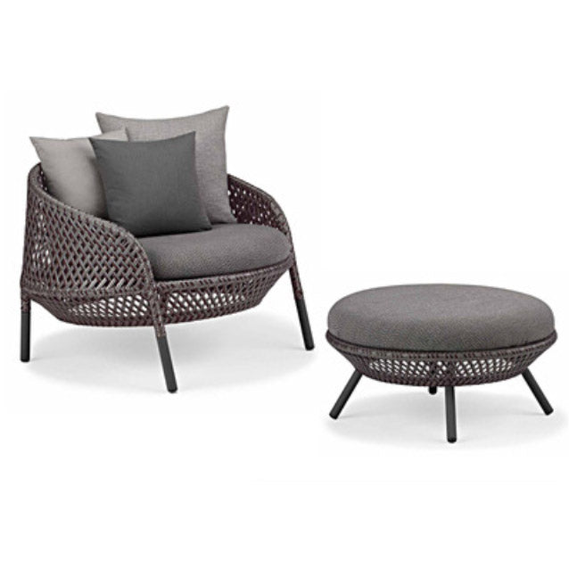 Gray Cushion Patio Sofa Tropical Metal Frame Outdoor Patio Sofa with Pillows