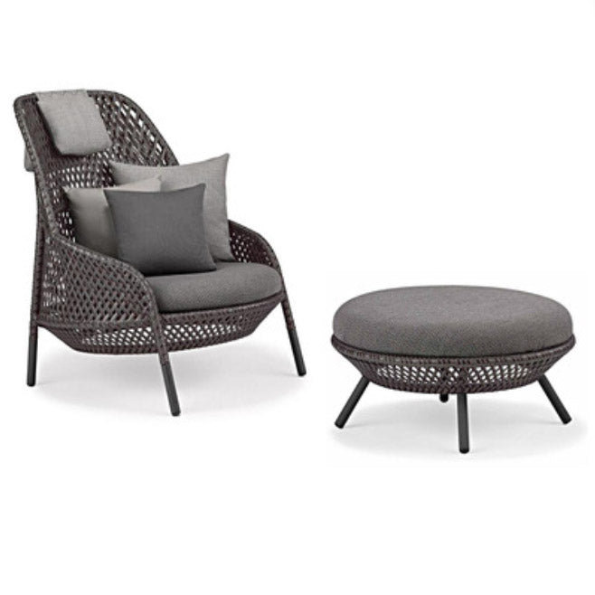 Gray Cushion Patio Sofa Tropical Metal Frame Outdoor Patio Sofa with Pillows