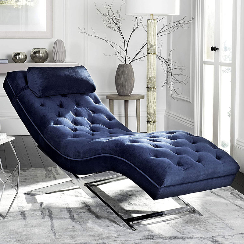 Contemporary Velvet Chaise Armless Tufted Lounge Chair for Living Room