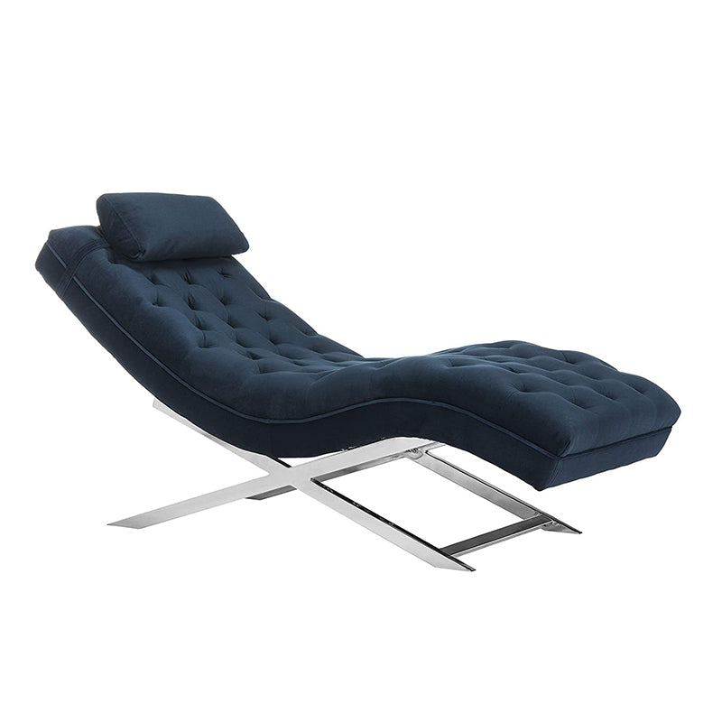 Contemporary Velvet Chaise Armless Tufted Lounge Chair for Living Room
