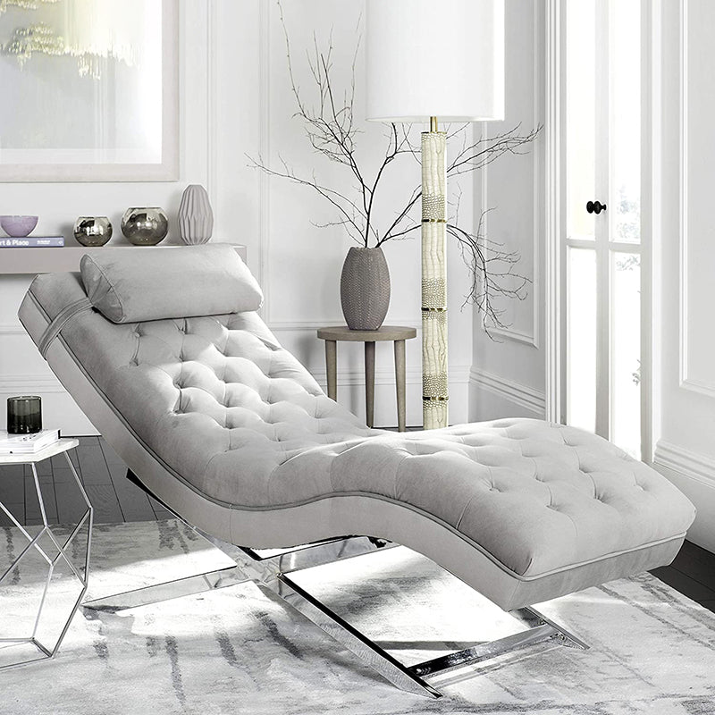 Contemporary Velvet Chaise Armless Tufted Lounge Chair for Living Room