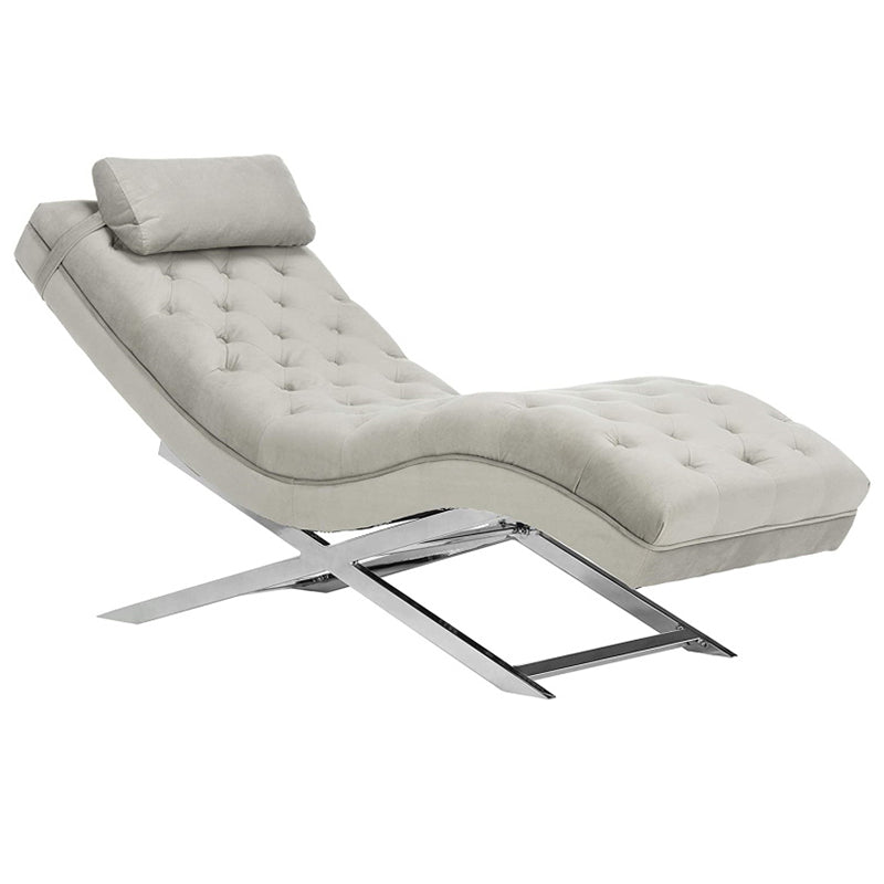 Contemporary Velvet Chaise Armless Tufted Lounge Chair for Living Room