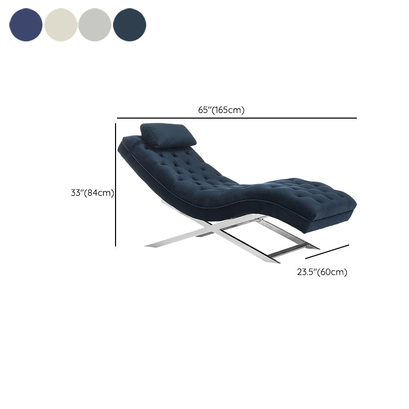 Contemporary Velvet Chaise Armless Tufted Lounge Chair for Living Room