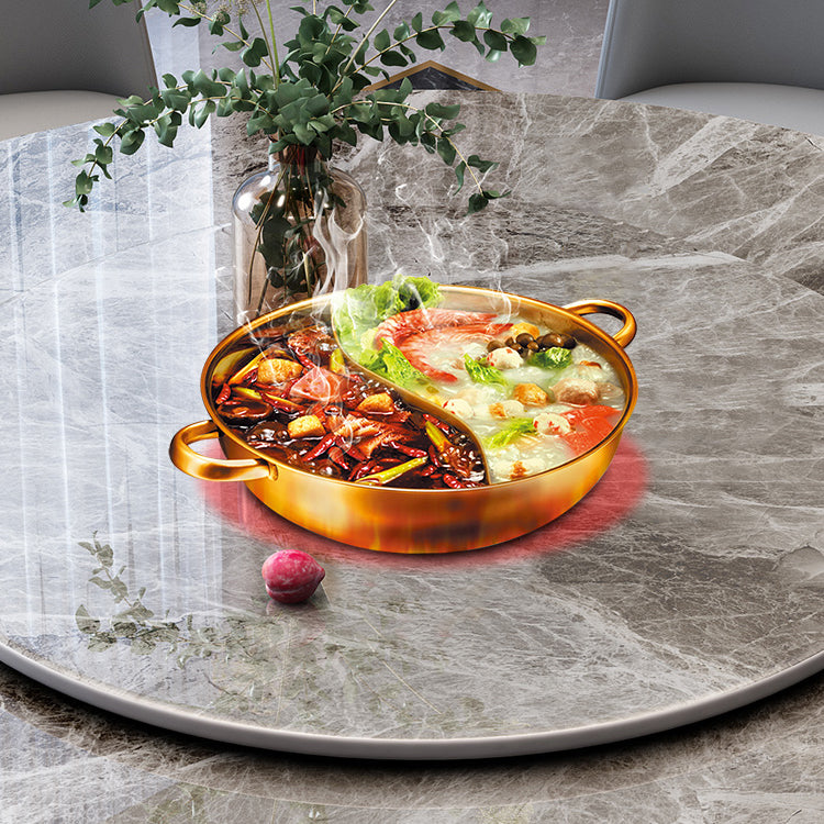 Sintered Stone Dining Table Round Wooden Base Dinner Table for Dining Room