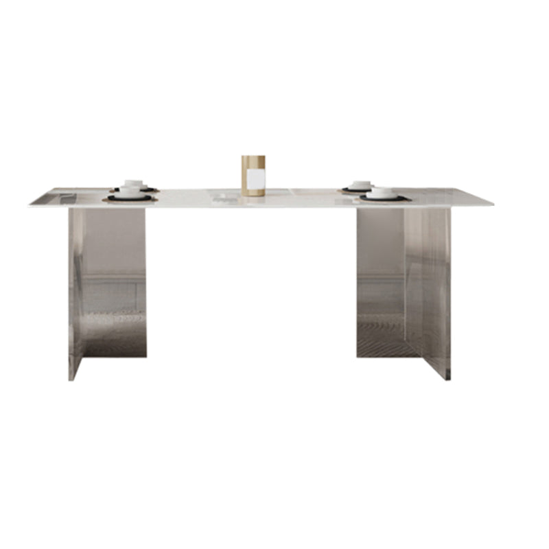 Sintered Stone Dining Table Rectangle Acrylic Base Dinner Table for Dining Room