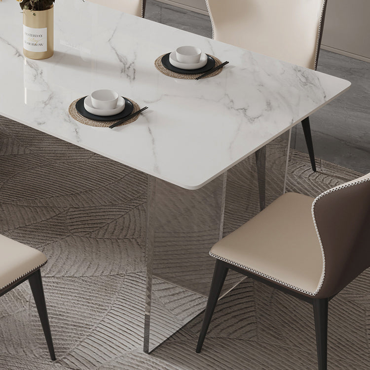 Sintered Stone Dining Table Rectangle Acrylic Base Dinner Table for Dining Room