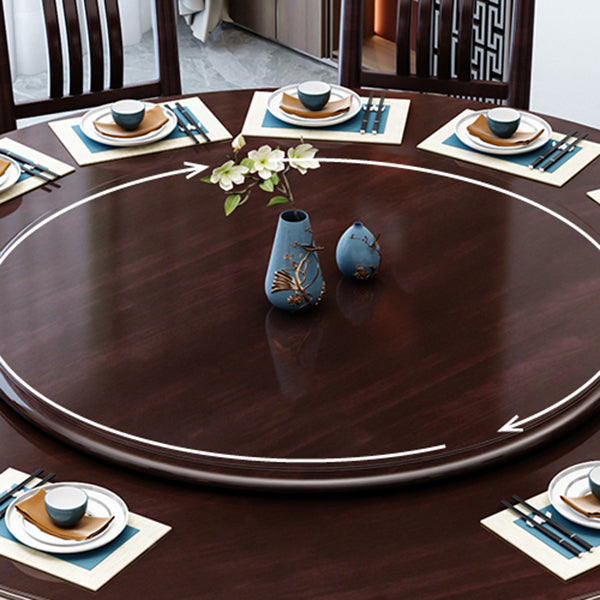Glossy Brown Wood Dinette Table with Pedestal Traditional Round Dining Table