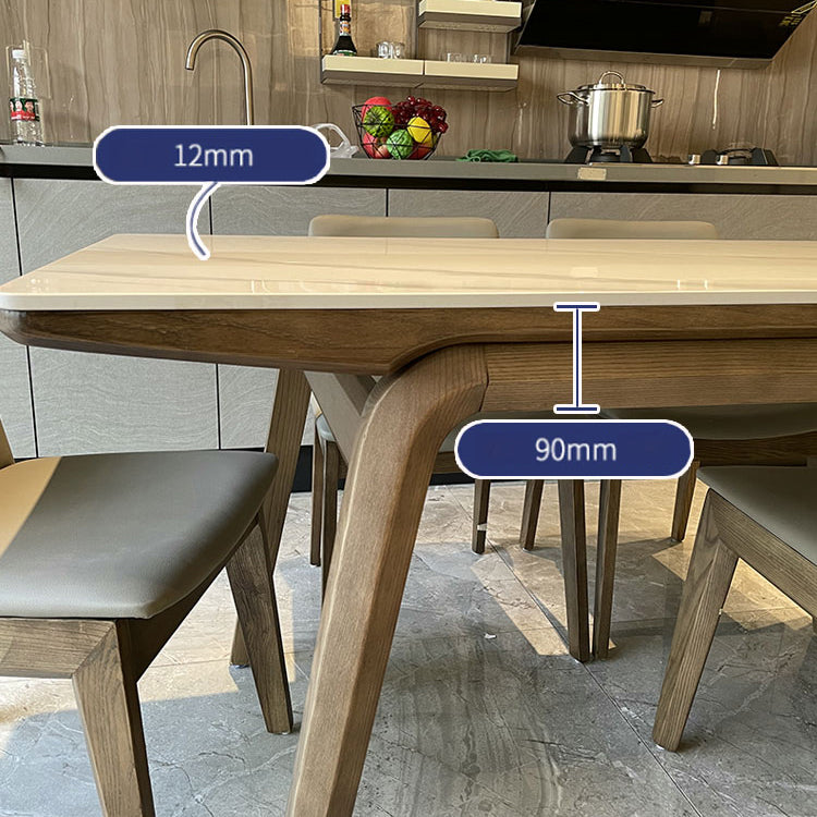 Ash Wood Frame Dinette Table Modern Rectangle Dining Table for Home
