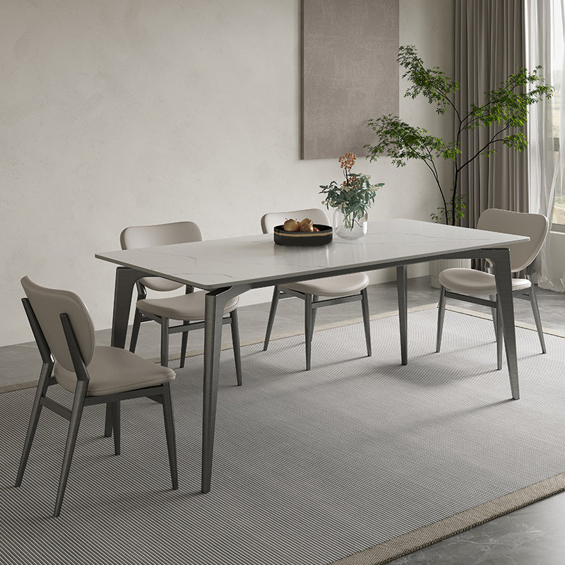 Stainless Steel Frame Dinette Table Stone Top Rectangle Dining Table