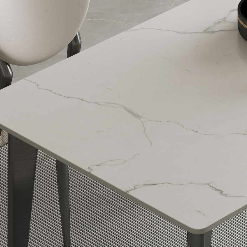 Stainless Steel Frame Dinette Table Stone Top Rectangle Dining Table