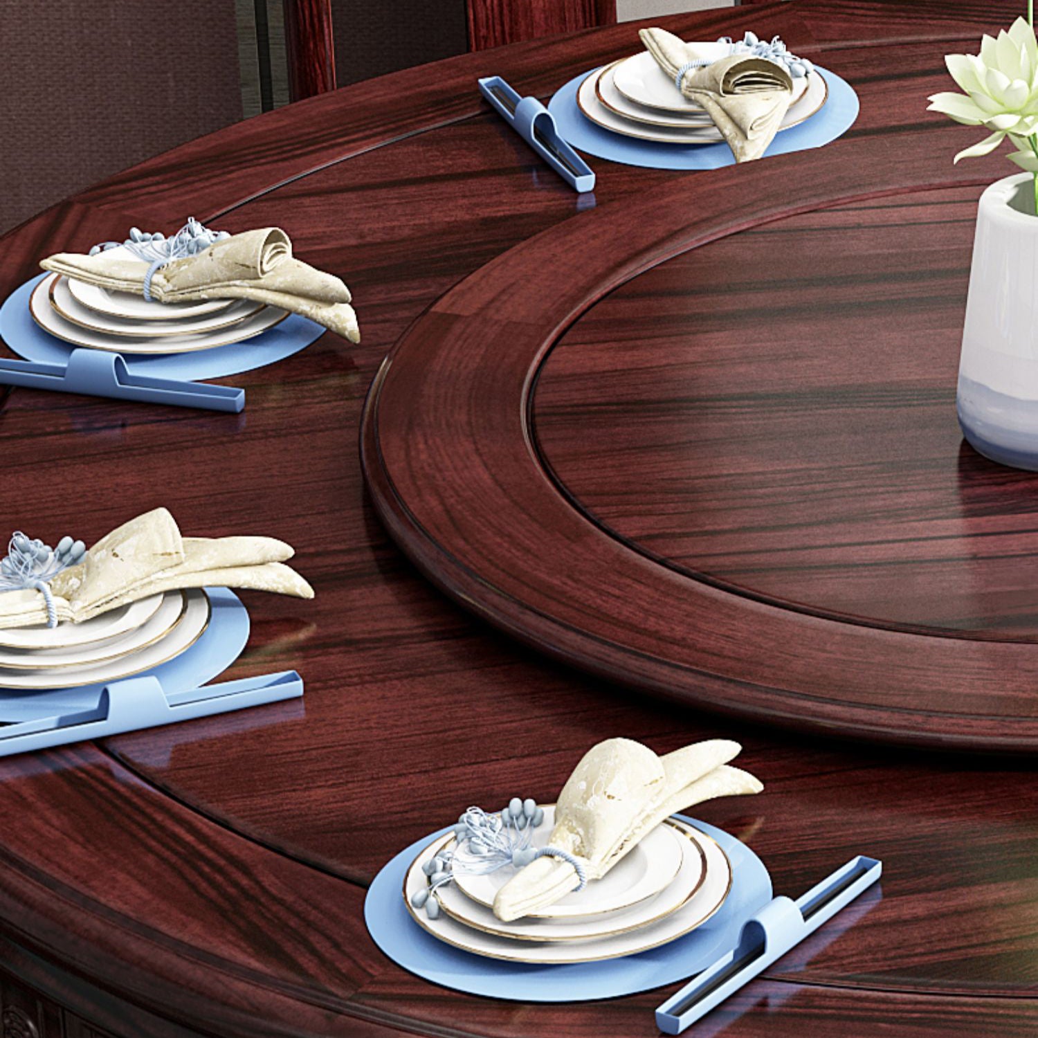 Solid Wood Dining Table Pedestal Round Dinner Table for Dining Room
