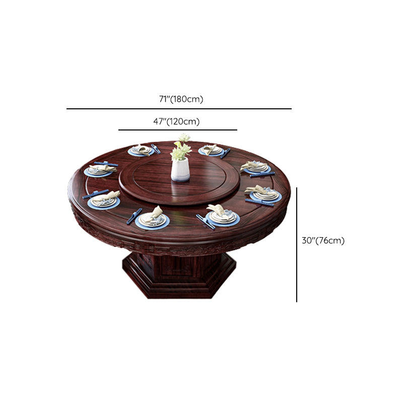 Solid Wood Dining Table Pedestal Round Dinner Table for Dining Room