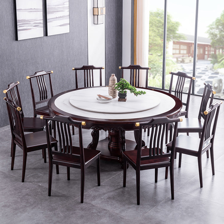 Sintered Stone Dining Table Round Wood Base Dinner Table for Dining Room
