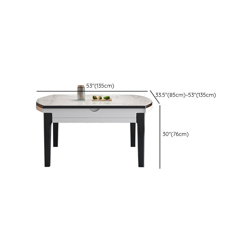 Modern Round Dining Table Sintered Stone Drop Leaf Dinner Table for Dining Room