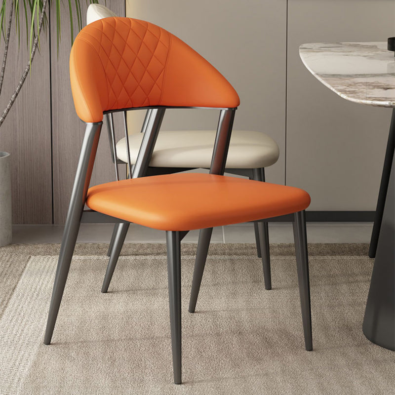 Faux Leather Dining Chairs Nordic Style Open Back Armless Chair for Dining Room