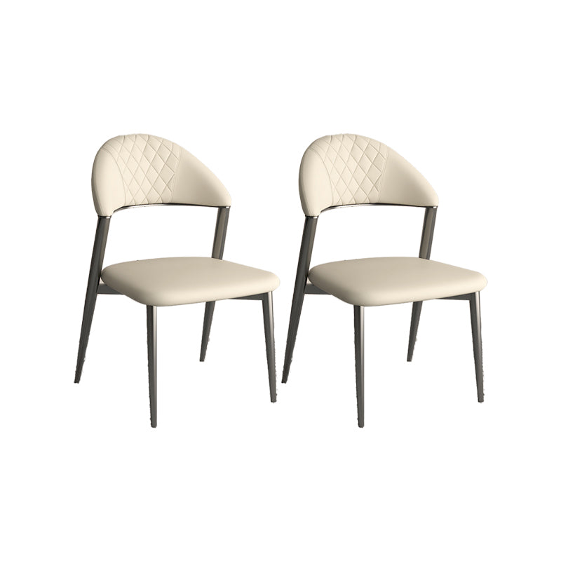 Faux Leather Dining Chairs Nordic Style Open Back Armless Chair for Dining Room