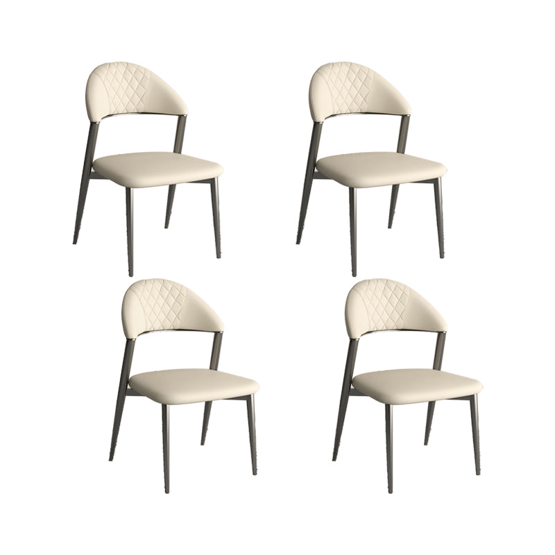 Faux Leather Dining Chairs Nordic Style Open Back Armless Chair for Dining Room
