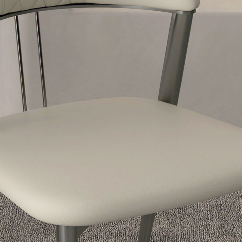 Faux Leather Dining Chairs Nordic Style Open Back Armless Chair for Dining Room