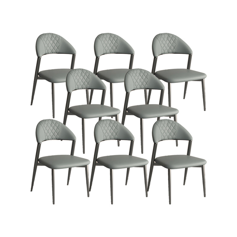 Faux Leather Dining Chairs Nordic Style Open Back Armless Chair for Dining Room