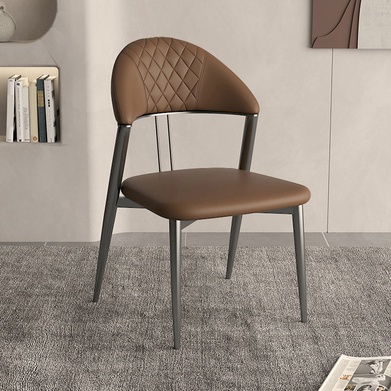 Faux Leather Dining Chairs Nordic Style Open Back Armless Chair for Dining Room