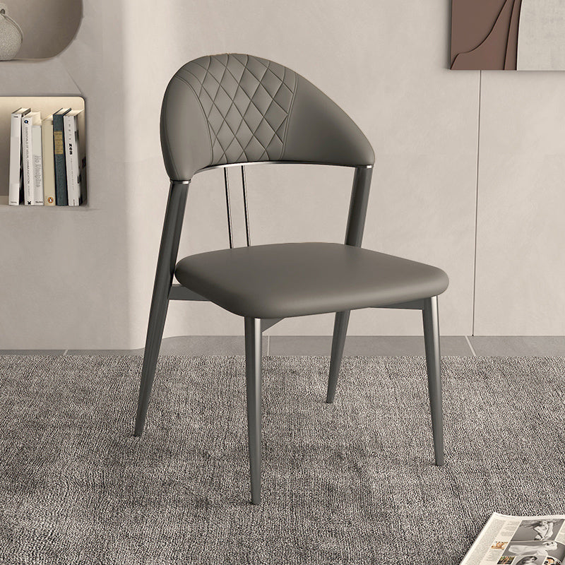 Faux Leather Dining Chairs Nordic Style Open Back Armless Chair for Dining Room