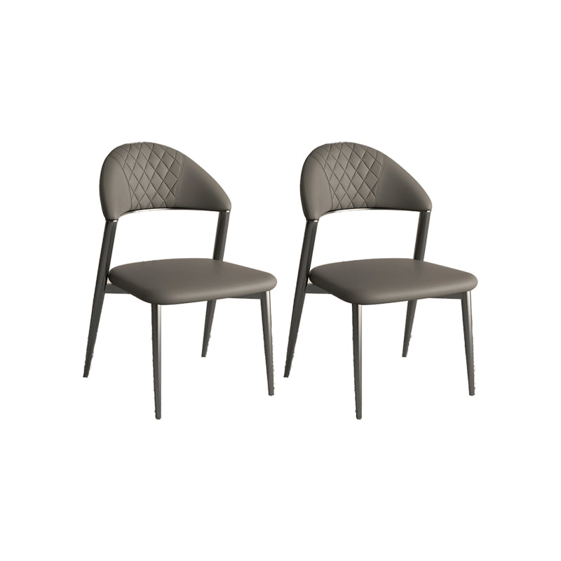 Faux Leather Dining Chairs Nordic Style Open Back Armless Chair for Dining Room