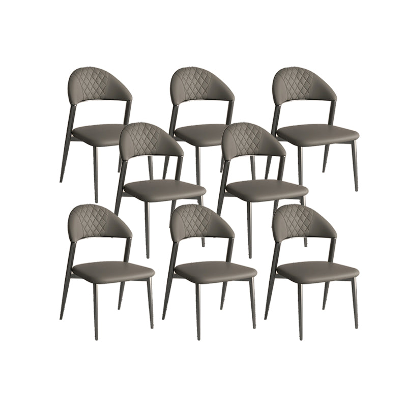 Faux Leather Dining Chairs Nordic Style Open Back Armless Chair for Dining Room