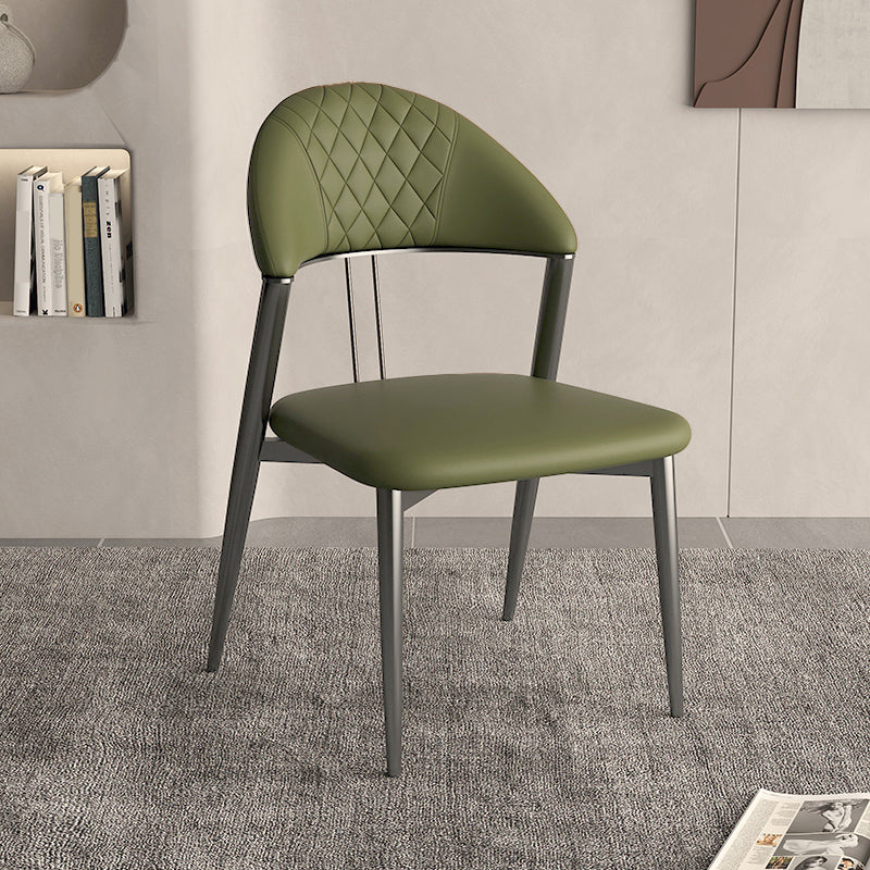 Faux Leather Dining Chairs Nordic Style Open Back Armless Chair for Dining Room