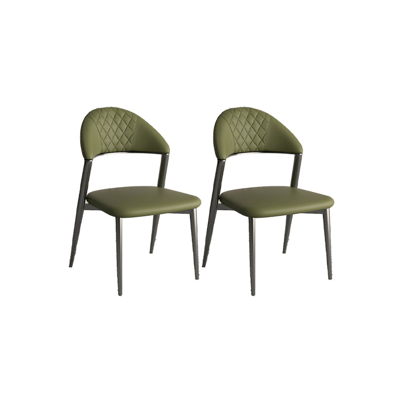 Faux Leather Dining Chairs Nordic Style Open Back Armless Chair for Dining Room