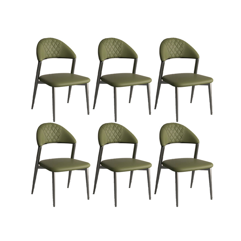 Faux Leather Dining Chairs Nordic Style Open Back Armless Chair for Dining Room