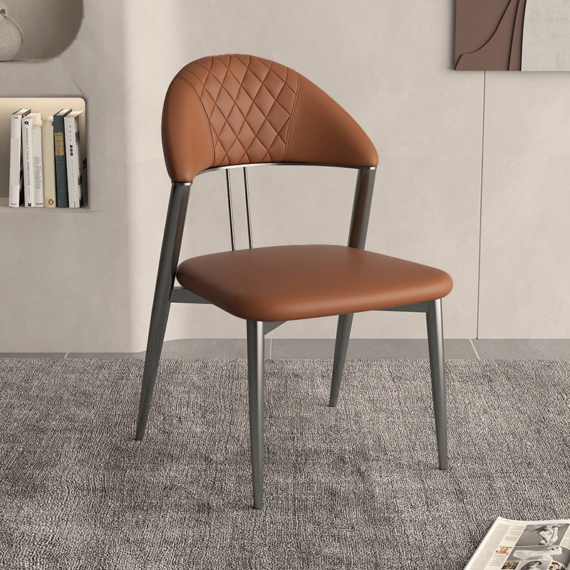 Faux Leather Dining Chairs Nordic Style Open Back Armless Chair for Dining Room
